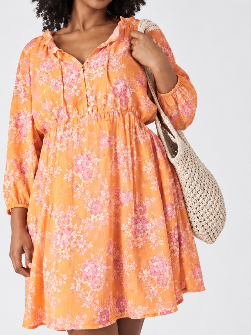 NEW Lane Bryant Floral Dress Orange Pink Flowy Boho Women’s Size 14/16
